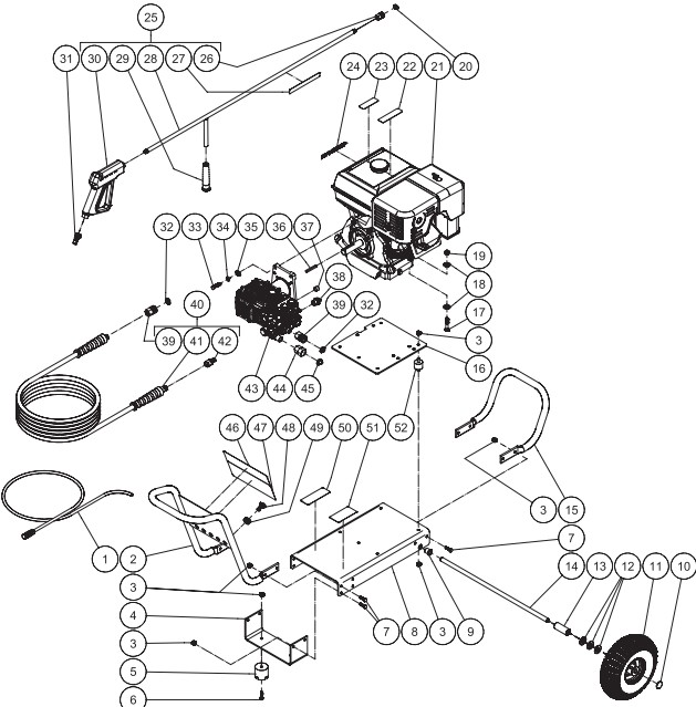 Grainger GA-4004-0MHB 3ANX6 pressure washer parts and manual